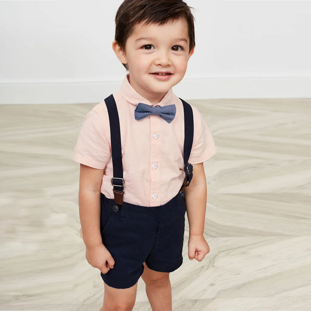 2019 Новое поступление джентльменская футболка с галстуком-бабочкой для маленьких