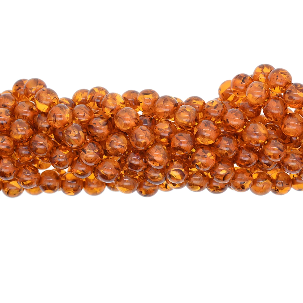 

Synthetic Stone Honey Brown Amber Round Loose Beads Strand 8mm Charm Spacers