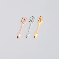 mirror polished stainless steel feather arrow double hole pendant for diy necklaces earrings accessories jewelry and hardwar