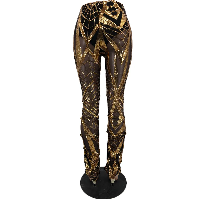 Клубный высокого качества сексуальные плиссированные брюки с блестками для