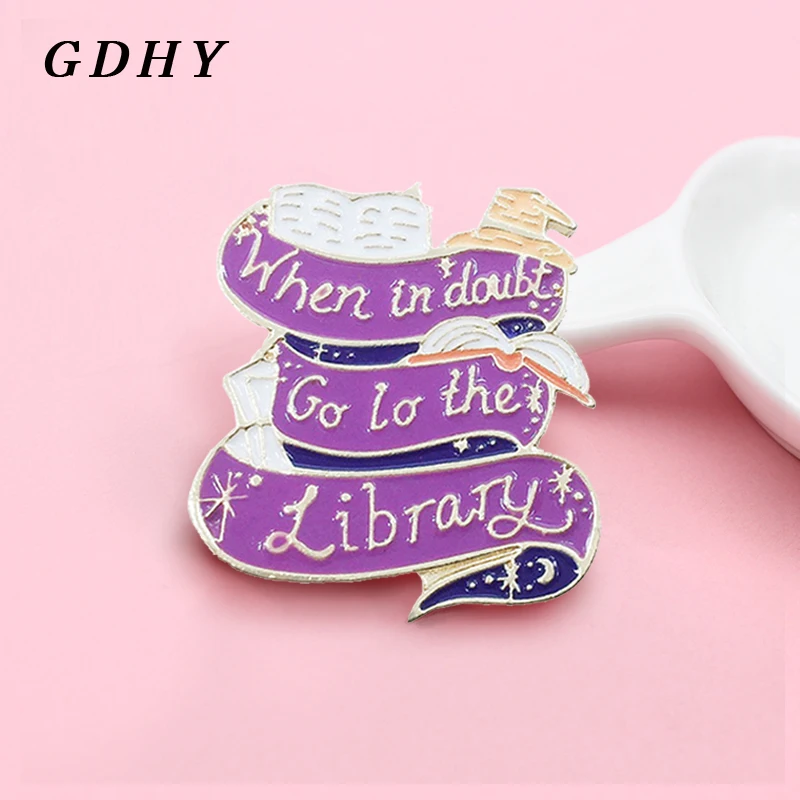 Брошь в виде книги GDHY брошь с заклинаниями пурпурный слоган когда сомневаетесь