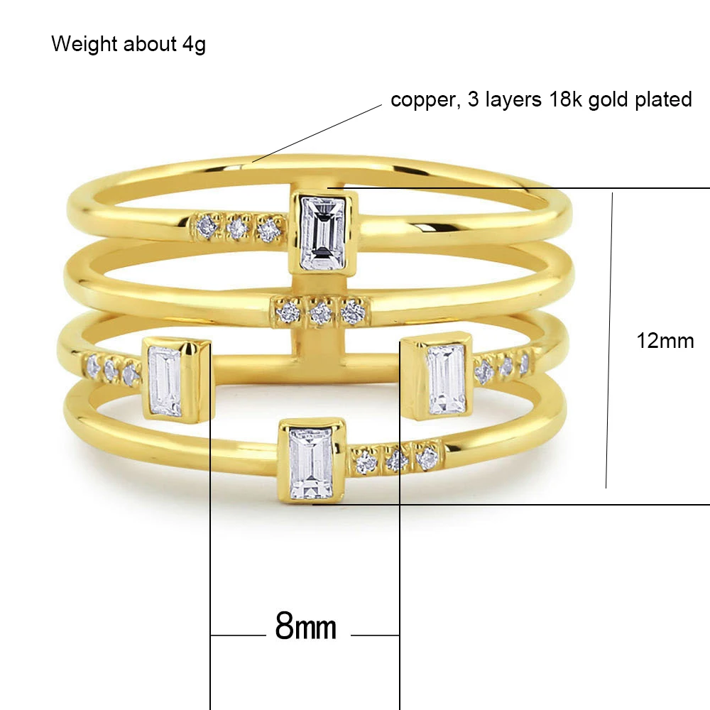 QMHJE 4 слойное женское кольцо с кубическим цирконием ювелирное изделие кристалл