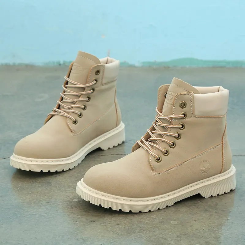 Fujin/женские зимние ботинки Модные женские теплые Кожаная обувь Рабочие ботильоны
