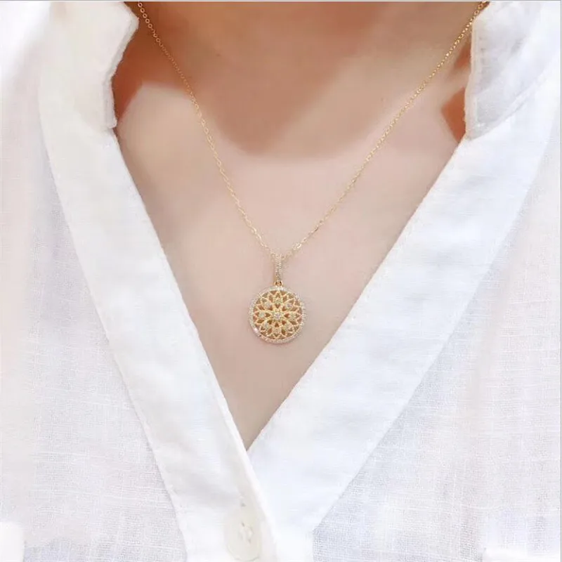 

Очаровательное посеребренное/золотое ожерелье для девочек ювелирные изделия блестящее циркониевое круглое ожерелье с подвеской принцесс...
