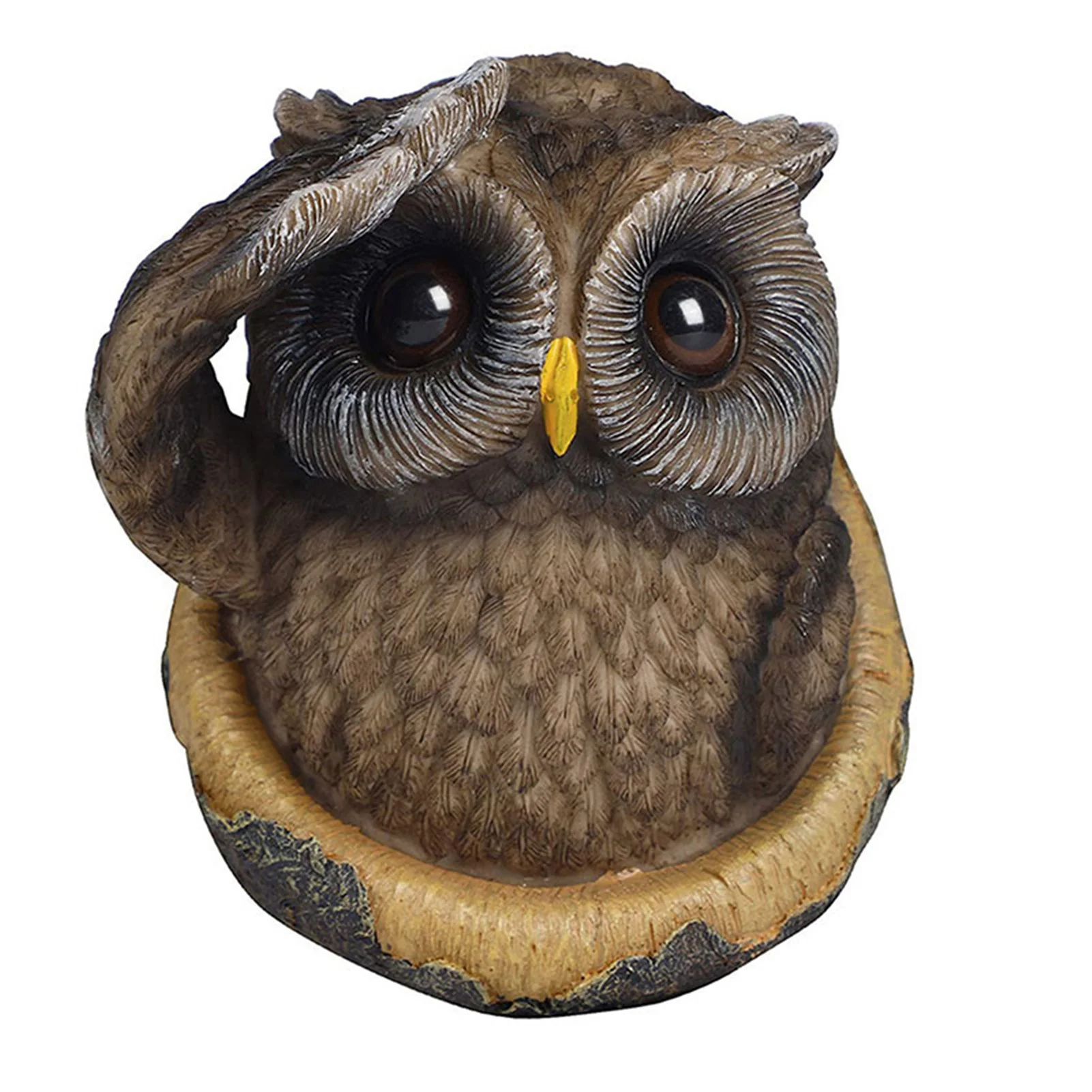

Garden Owl Tree Statue Saluting Owl Resin Bird Yard Decoration with Hanging Hole for Outdoor Home 5*5.5inch KSI999