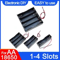 power plastic 18650 battery box storage case aa lr6 hr6 battery case battery holder container clip 1x2x 3x 4x with wire lead pin