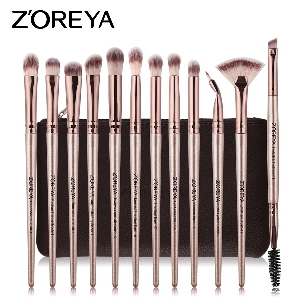 

ZOREYA 12pcs Makeup Brushes Set Soft Synthetic Hair Make Up Brush Blending EyeShadow Eyeliner Cosmetics Tools