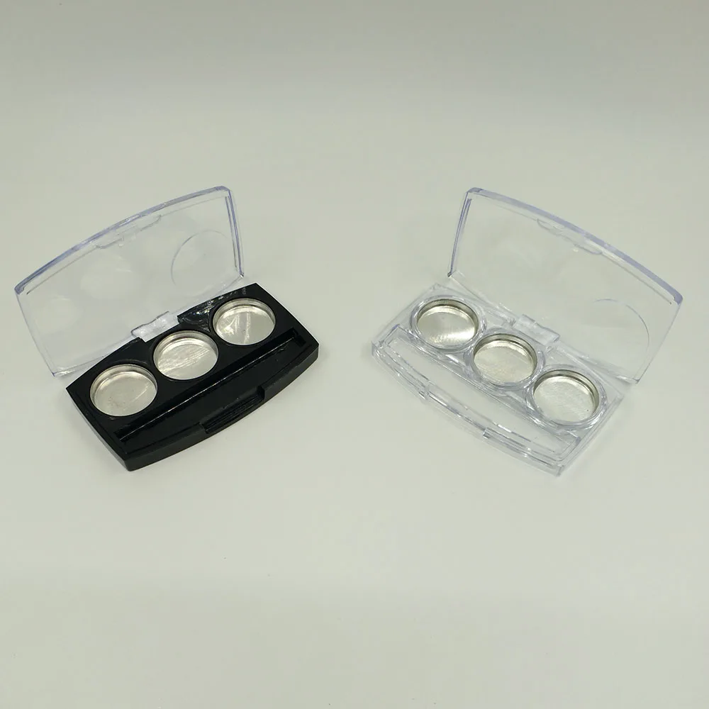 Прозрачный черный футляр для теней глаз 3 кастрюли компактный мини палитра с