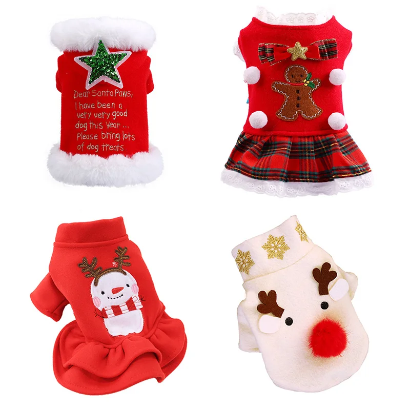 

Рождественское платье костюм для кошки, собаки, зимнее теплое, платья для животных для маленьких собак, кошек, новогоднее пальто для чихуаху...