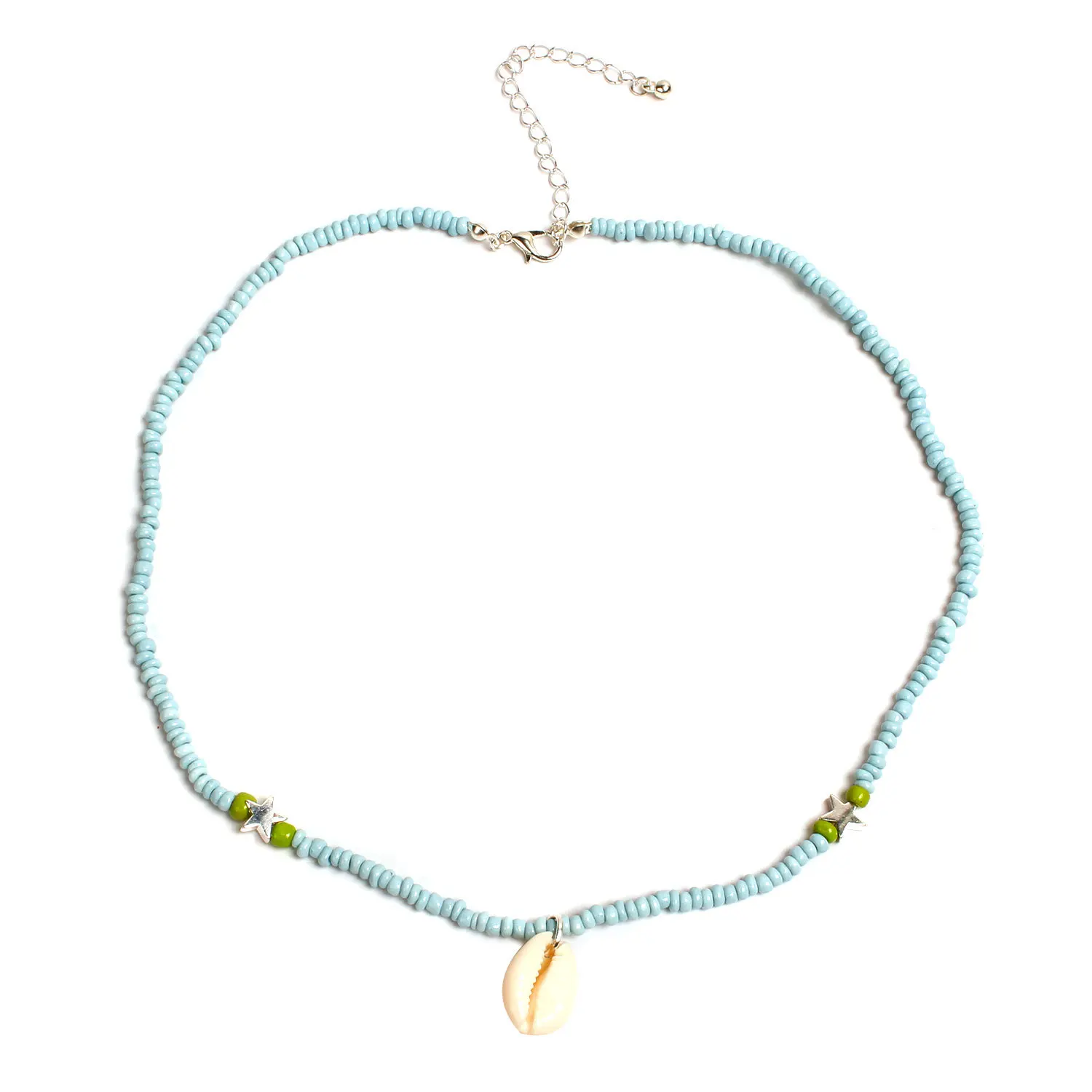 Простое модное ожерелье в богемном стиле с рисовой жемчужиной и ракушками