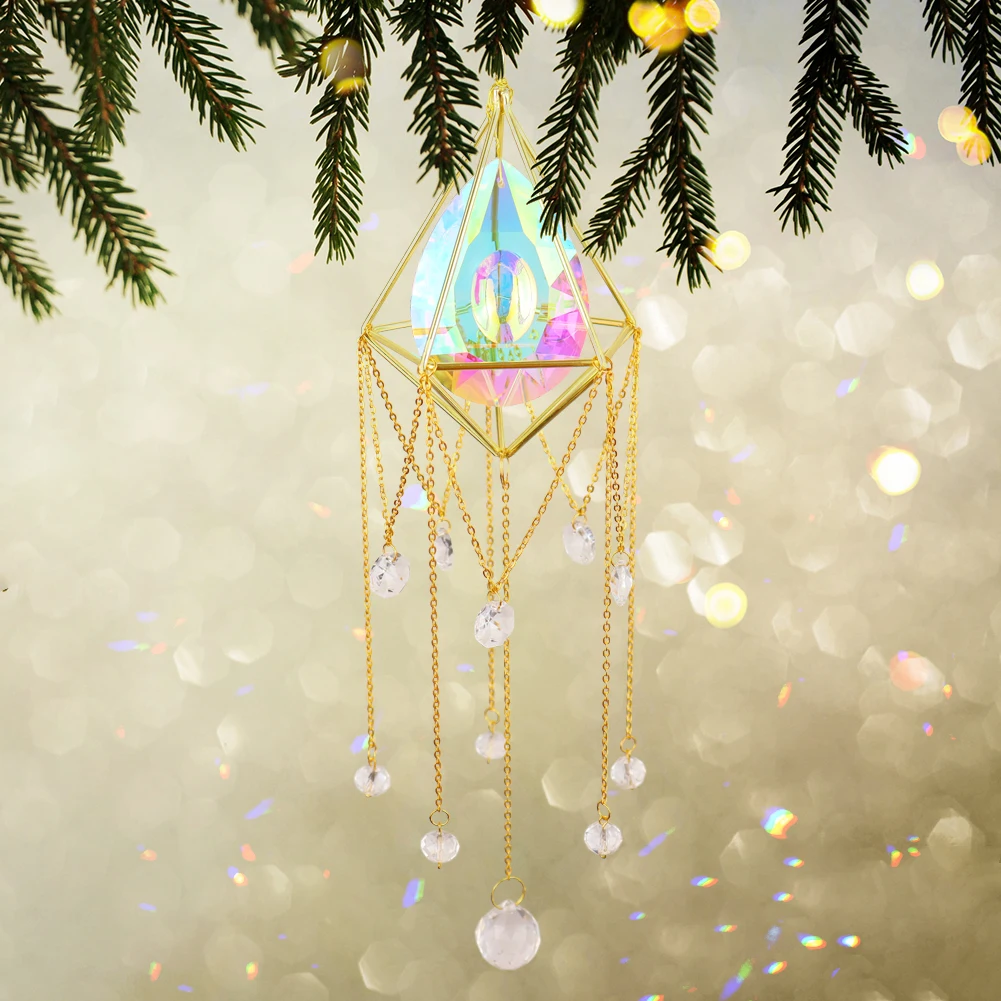 

Pipa Crystal Suncatcher Prisms Hanging Rainbow Chaser Lighting Accessories for Window Curtains Pendant Home Garden Lamp Decor