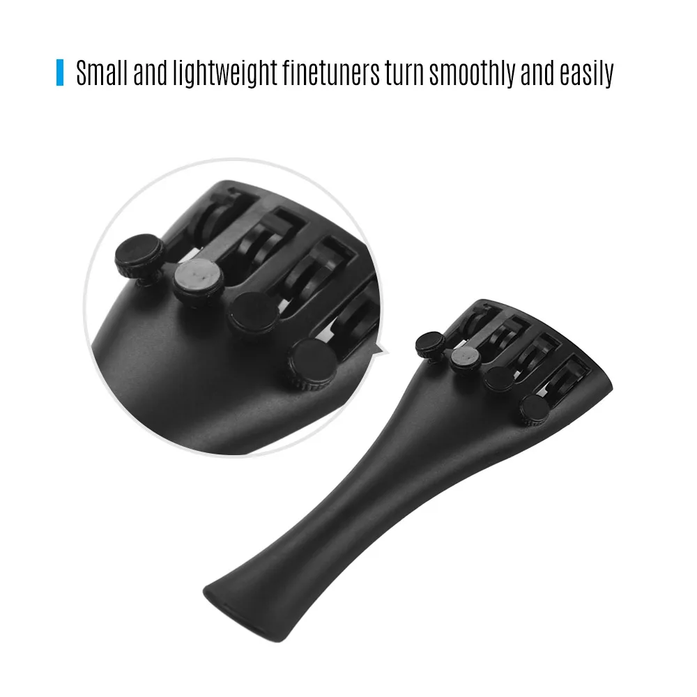 

Violin Tailpiece Carbon Fiber Violin Fiddle Tailpiece with 4 Fine Tuners & Tailpiece Gut Cord for 4/4 3/4 1/2 1/4 1/8 Violin