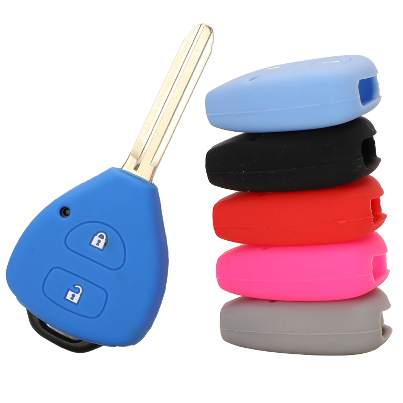 jingyuqin New 2 Buttons Silicone Key Case Shell Cover For TOYOTA Corolla Hilux Vitz Rav4 Aqua Camry | Автомобили и мотоциклы