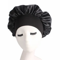 1pc adjust solid satin bonnet hair styling cap long hair care women night sleep hat silk head wrap shower cap hair styling tools