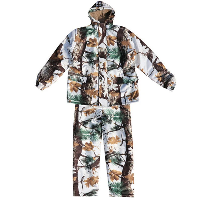 Winter Windproof Waterproof Warm Fleece Suits Outdoor Sniper Hunting Camouflage Jacket Pants Snow Bionic Clothing Ghillie Sets | Спорт и