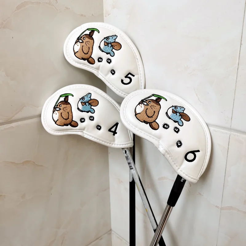 

Новинка, чехол для головы с изображением животных из игры в гольф, Totoro Pu, набор железных чехлов для гольф-клуба белого цвета 456789pas