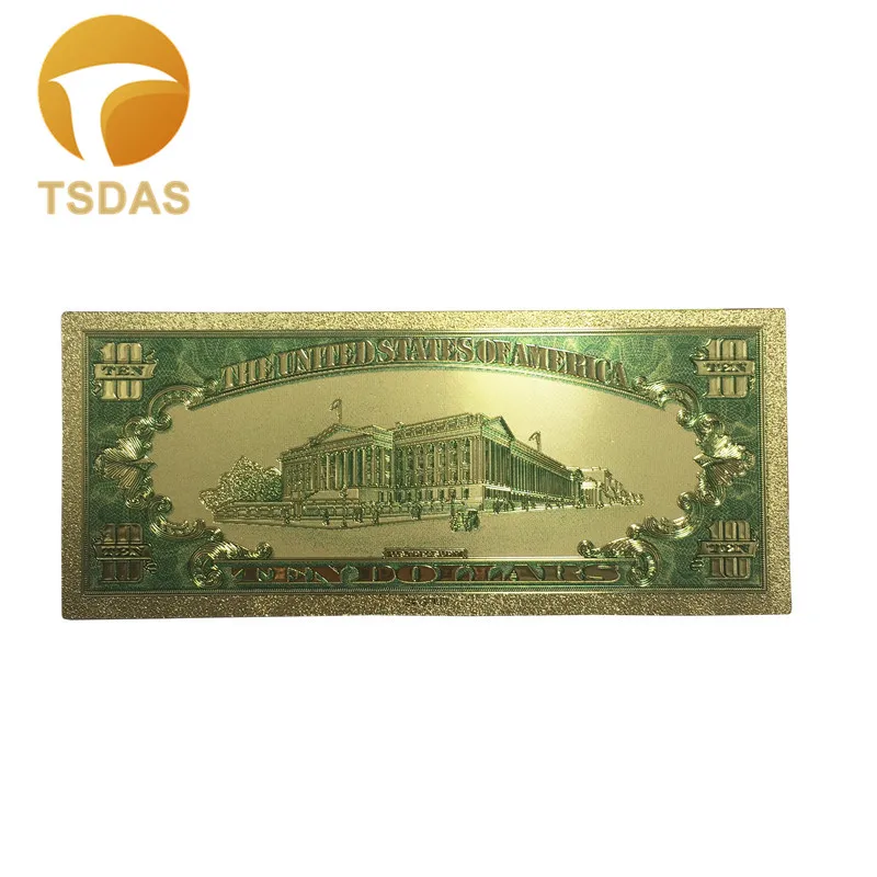 10 шт./лот цветные американские банкноты долларов Золотая банкнота в 24k