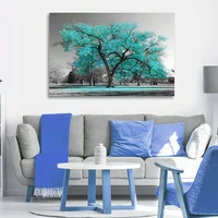 modern cavans large treeteal leaves tree cavans painting on canvas abstract home wall decor art picture for living room gift