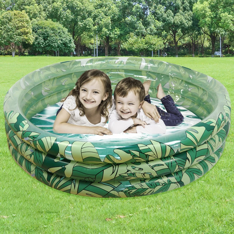

148*34cm Tricyclic Green Leaf Water Pool For Adult Children Thickened PVC Large Size Outdoor Play Pool Toy