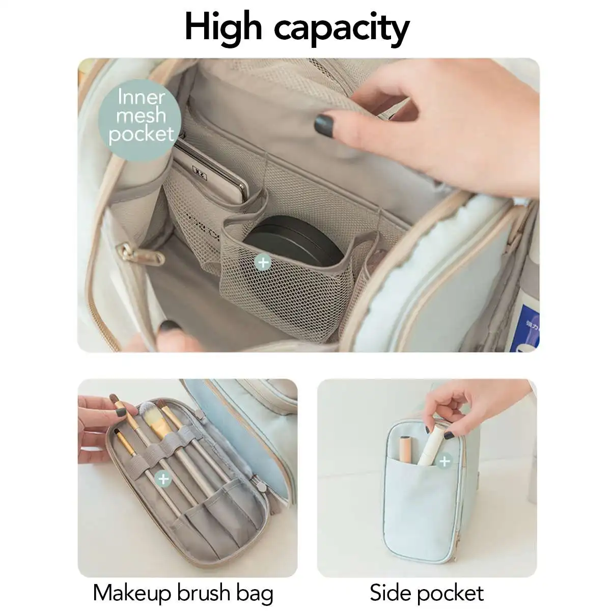 

Large-Capacity Women Makeup Bags Travel Cosmetic Bag Toiletries Organizer Storage For Necessaries Hanging Bathroom Wash Kit Bag