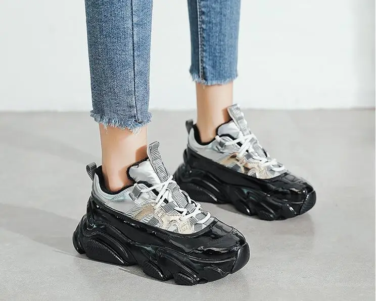 

2020 Winter Warm Short Plush Sneakers women diamond Sneaker Platforms Bling Women Sneakers Thick Bottom Casual Shoes