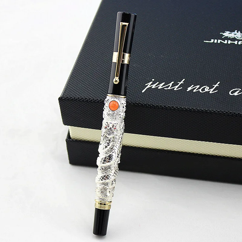 Jinhao, роскошная Золотая Ручка-роллер с драконом, высокое качество, металлические шариковые ручки для письма