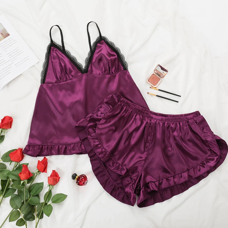 

2021 New Large Size 5xl sleepwear Two piece pajamas Summer Sexy sleeveless V-neck pajama suit Plus size Nightwear