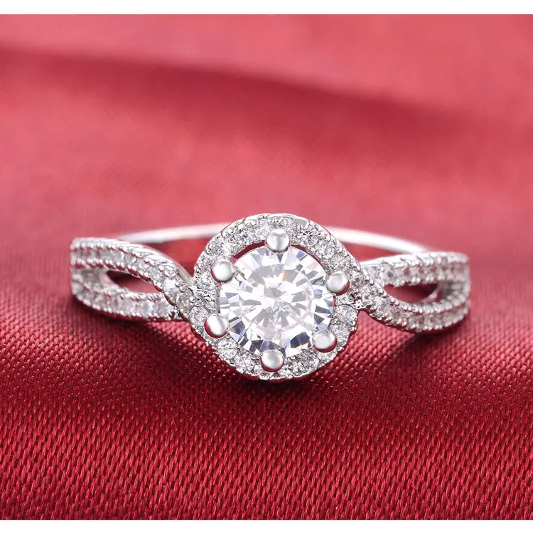 Оригинальные обручальные кольца из стерлингового серебра 925 пробы halo Twisted sede для