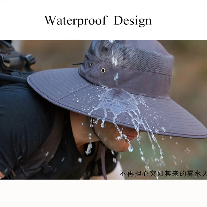 

2021 Summer Sun Hat Men Fisherman Hat UV Protection Large Wide Brim Hiking Fishing Safari Bucket Hat Beach Outdoor Climbing Hat