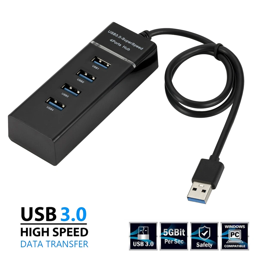 

USB3.0 удлинитель многопортовый USB 1-4 кабель адаптер для ноутбука концентратор док-станция 4-портовый концентратор с 5 Гбит/с скорость передачи ...