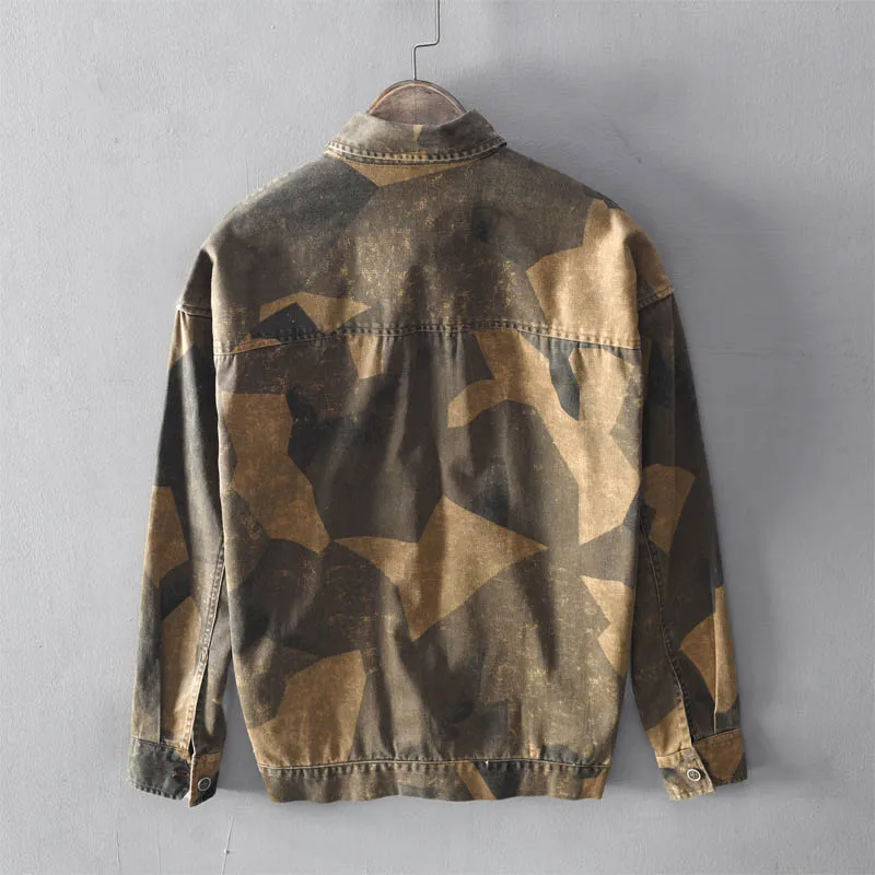 KIOVNO Для мужчин камуфляж Повседневное Джинсовые рубашки одежда с длинным рукавом