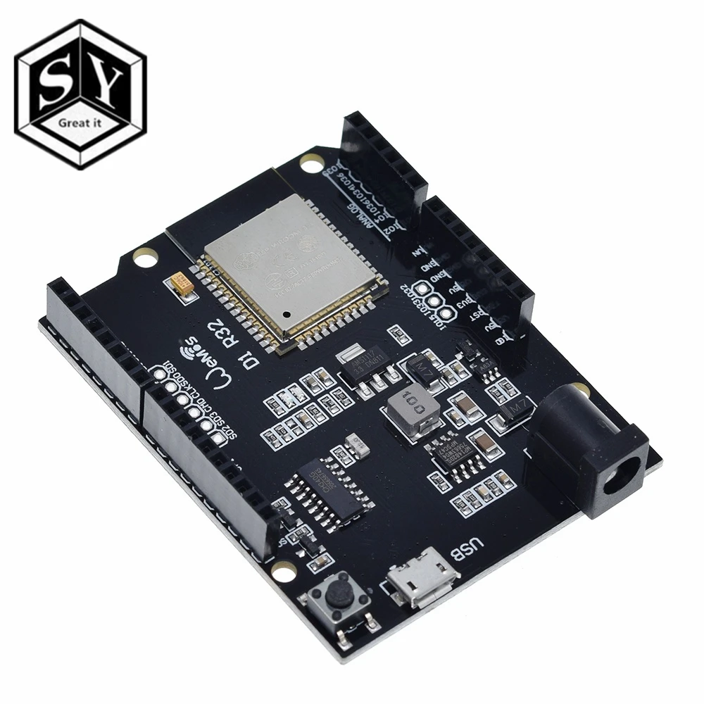 Отлично подходит для Wemos D1 ESP32 ESP 32 Wi Fi Bluetooth 4MB Flash UNO R32 плата модуля CH340 CH340G макетная