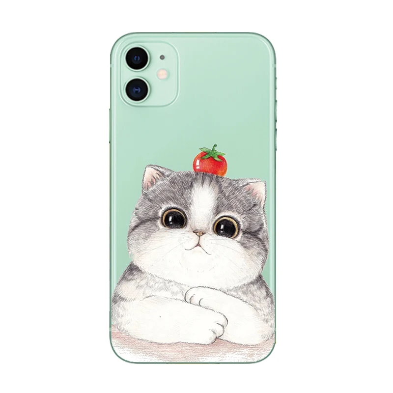 Милый Ультратонкий чехол для телефона с мультяшным котом iphone 7 6 S 5 5S 8 Plus X XR XS 11