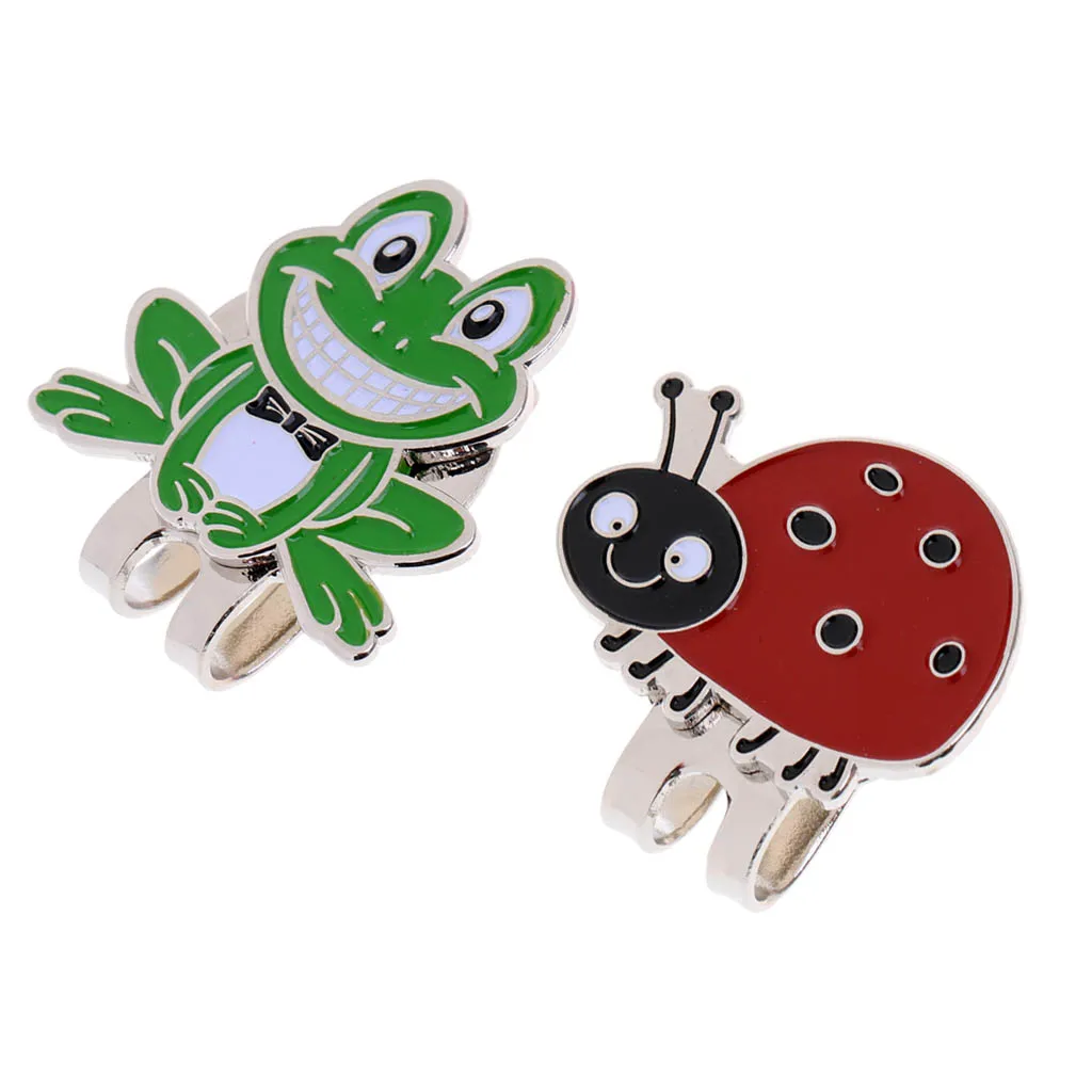Set of 2 Magnetic Standard Golf Ball Mark Hat Clip with Frog & Ladybug Design for Men Women Kids Training Aid | Спорт и