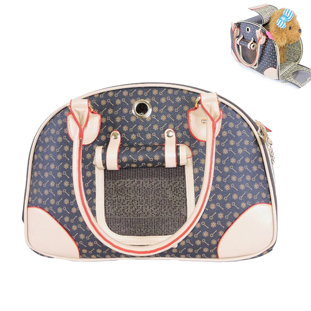 

Travel Pet Carrier Bag Small Dog Backpack Cat Carrying Shoulder Bag Breathable Zipper Rolling Window Rabbit Outing PU Handbag