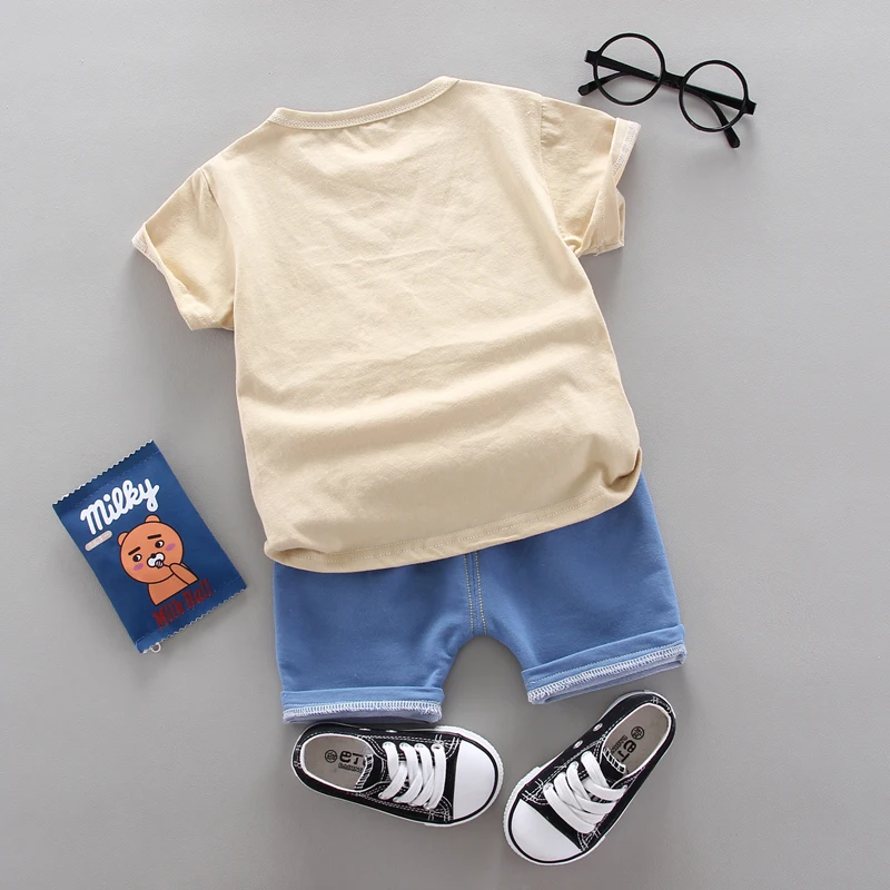 DIIMUU Summer 2Pcs Cotton Baby Sets Leisure Sports Boy T-shirt + Shorts Toddler Clothing Clothes Set 1-4 Years | Детская одежда и