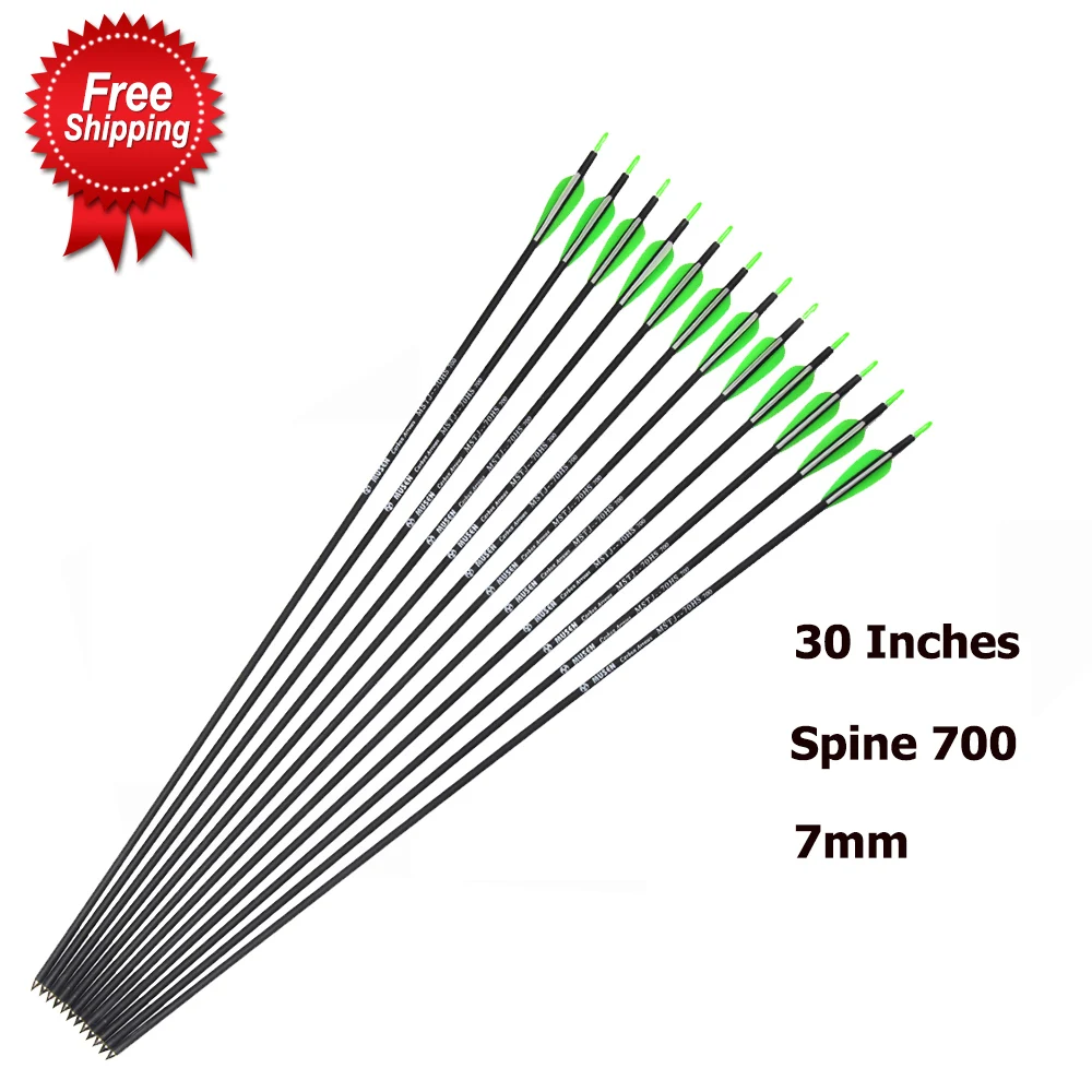 Углеродные стрелы 30 дюймов стержень 700 углеродный вал зеленая и белая