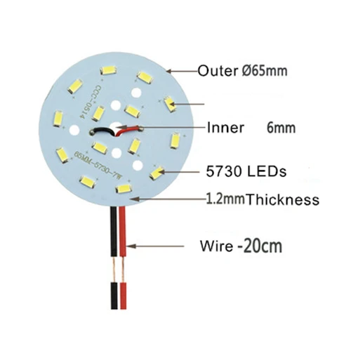 

25Pcs SMD 5730 7W 65mm White Light LED Lighting Board Pannel Source Beads Aluminum Plate Base