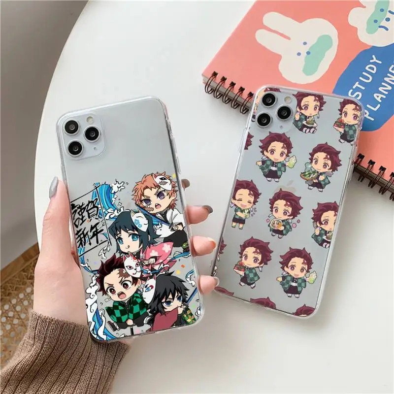 

cartoon demon slayer Phone Case Clear Transparent for iPhone 11 12 13 mini pro XS MAX 8 7 6 6S Plus X 5S SE XR 2020