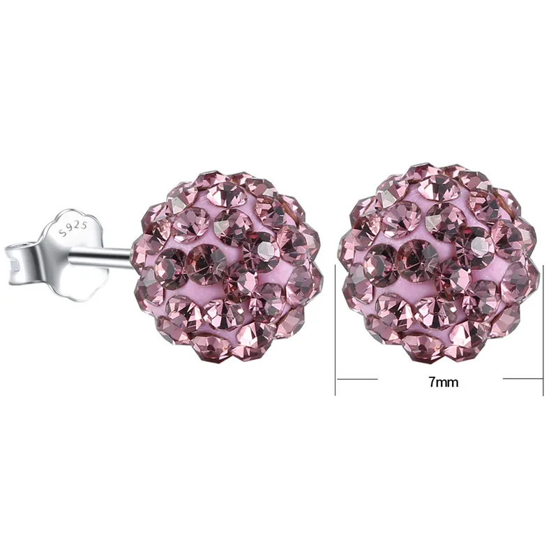 GAGAFEEL 8MM 925 Sterling Silver Ball Earrings Ear Studs Full CZ Zircon Earrings for Women OL Style Jewelry Accessories