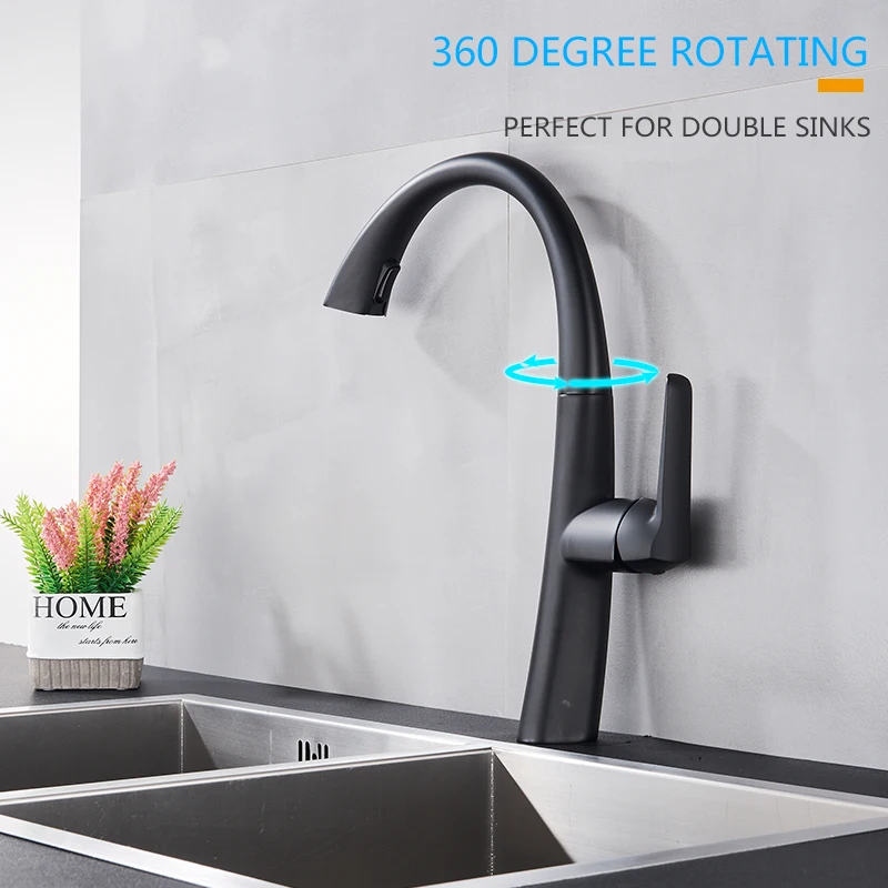 Matte Black Pull Out Kitchen Faucet Chrome 360 degree rotating Elegant Kitchen Sink Faucets Dual water modes Hot Cold Mixer Tap
