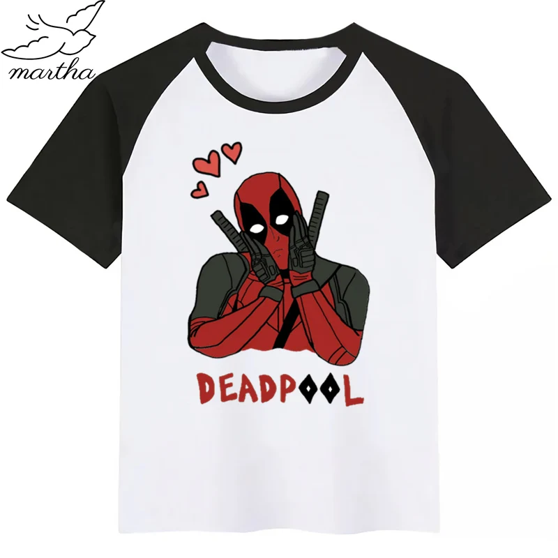 Футболка с принтом Dead Pool забавная одежда Детская летняя футболка модная детская
