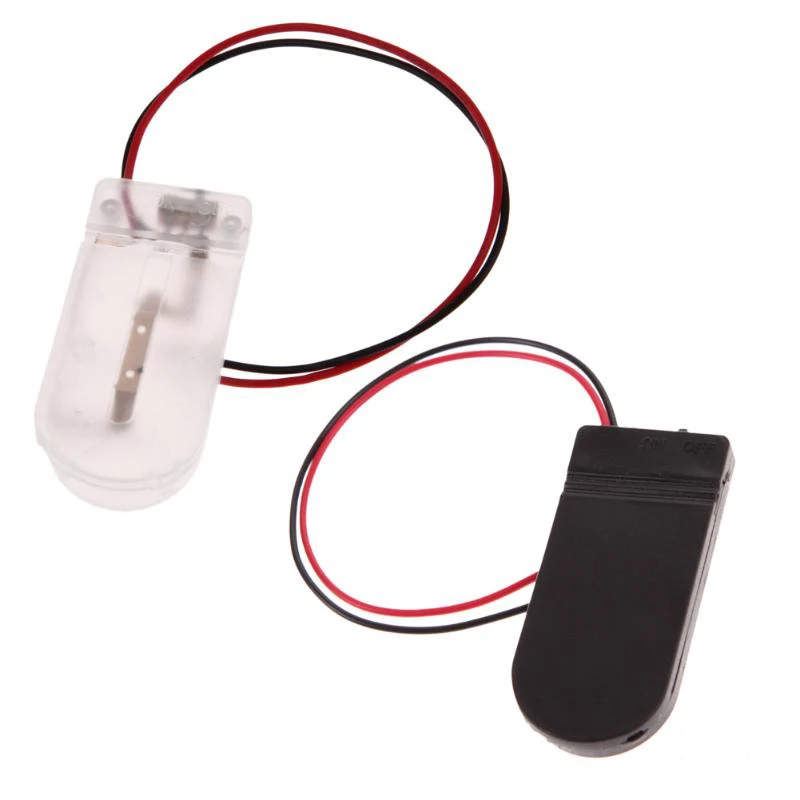 100 шт./лот 2x держатель для монетных батарей CR2032 с крышкой, проводами 6В и выключателем ON/OFF.