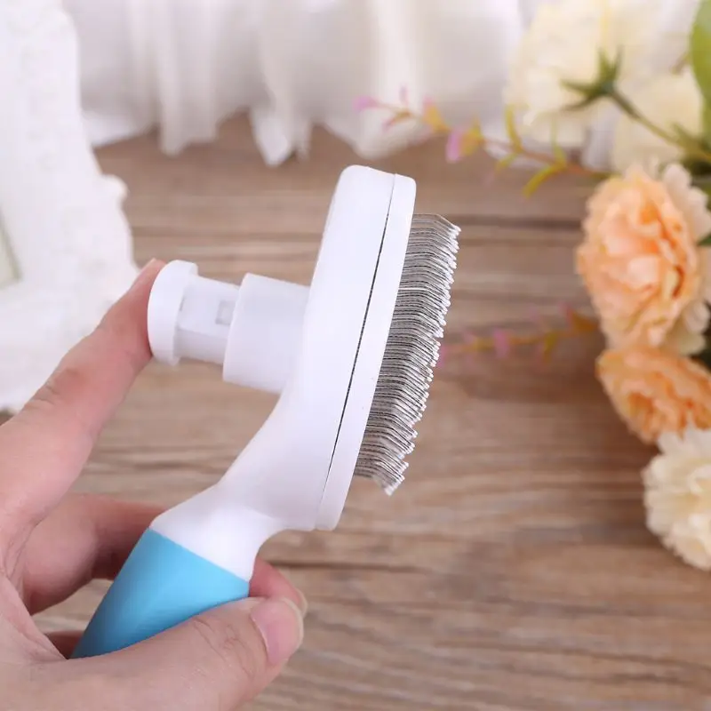 

Dog Cat Comb Beauty Styling Combs Pet Hair Remover Automatic Shedding Hair Self-cleaning Needle Comb Pets Grooming Brush E56E