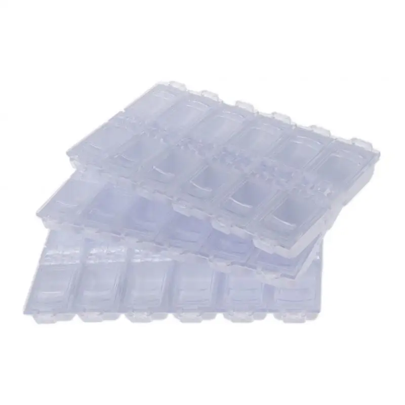 

12 Slots Clear Plastic Jewelry Storage Box Gem Beads Crafts Case Containers