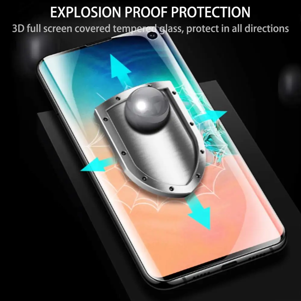 Изогнутый УФ клей 5D для Samsung Galaxy S10 PLUS + закаленное стекло разблокировки