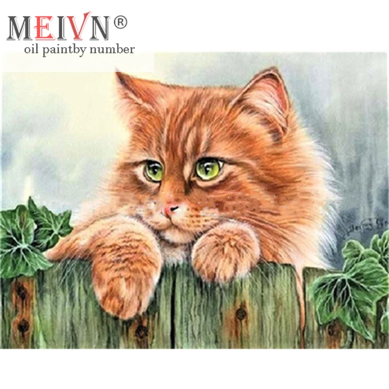 Meivn Diy масло абстрактное искусство в форме животных милый кот дом ПЭТ краска по