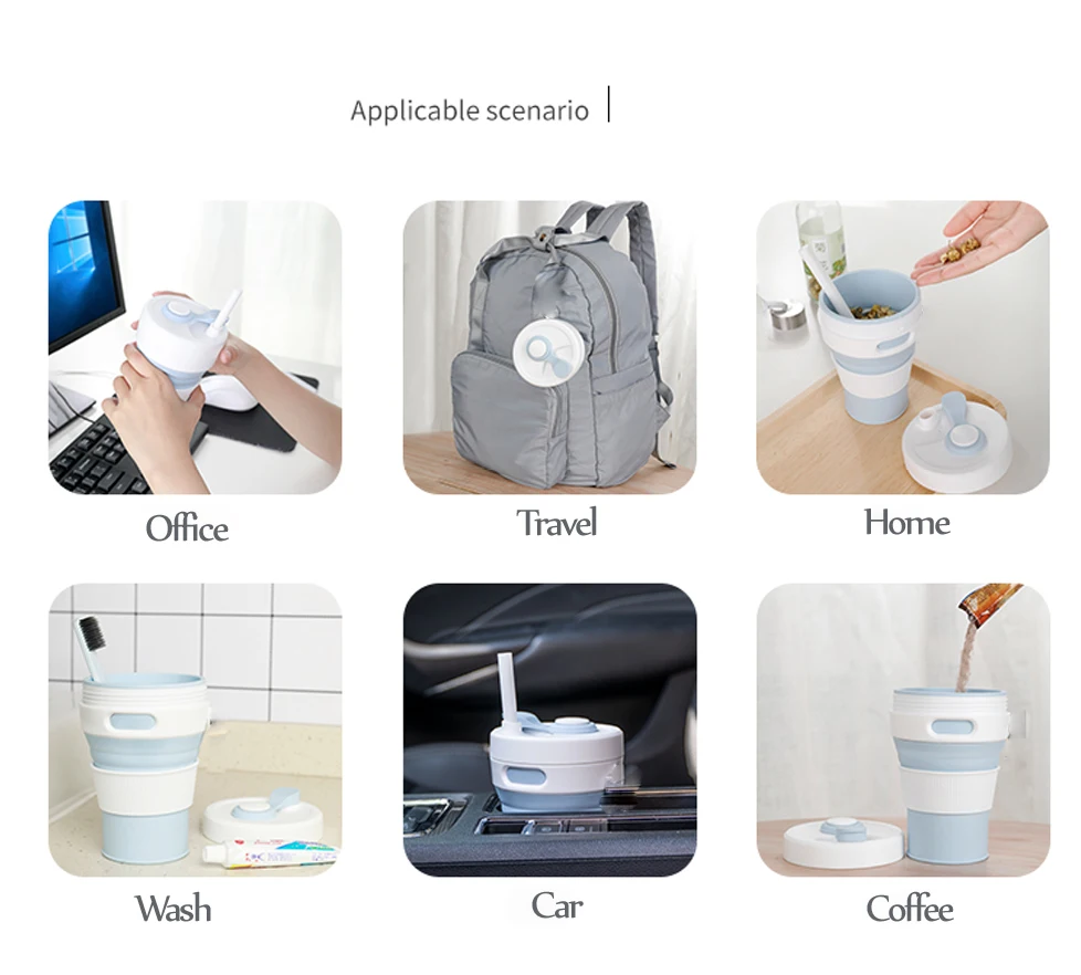 Популярная Складная силиконовая чашка портативная телескопическая складная
