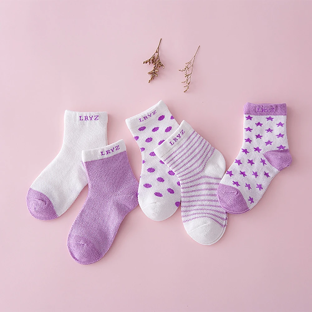 5 пар в партии Детские носки Сезон весна-лето Хлопковые Дышащие для новорожденных