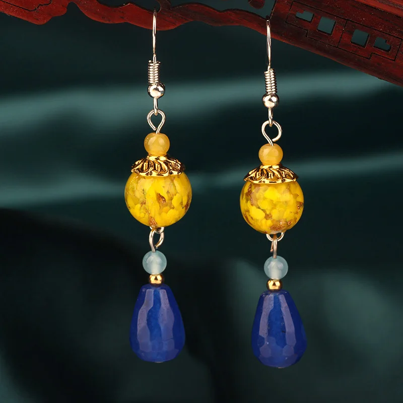 MYWINY 2019 новые желтые стеклянные глазурованные Серьги Висячие этнические